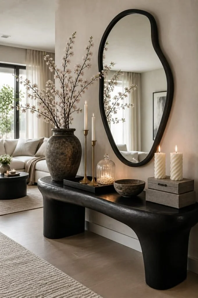 Console Table with Mirror Above