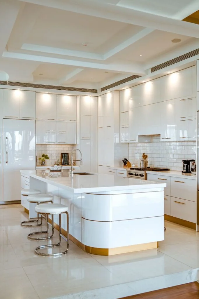 Create a Bright White Kitchen With Glass and Reflective Surfaces