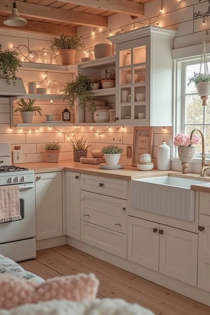 Create a Modern Cottage White Kitchen With Soft Romantic Touches