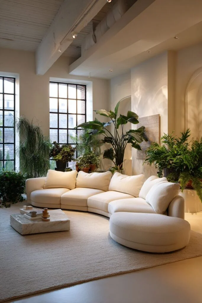 Curved Bouclé Sofas for Soft Luxury