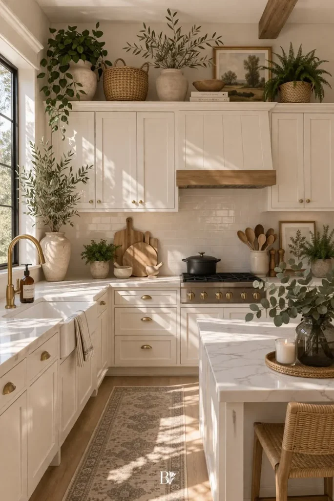 Design a Warm Organic White Kitchen With Natural Harmony