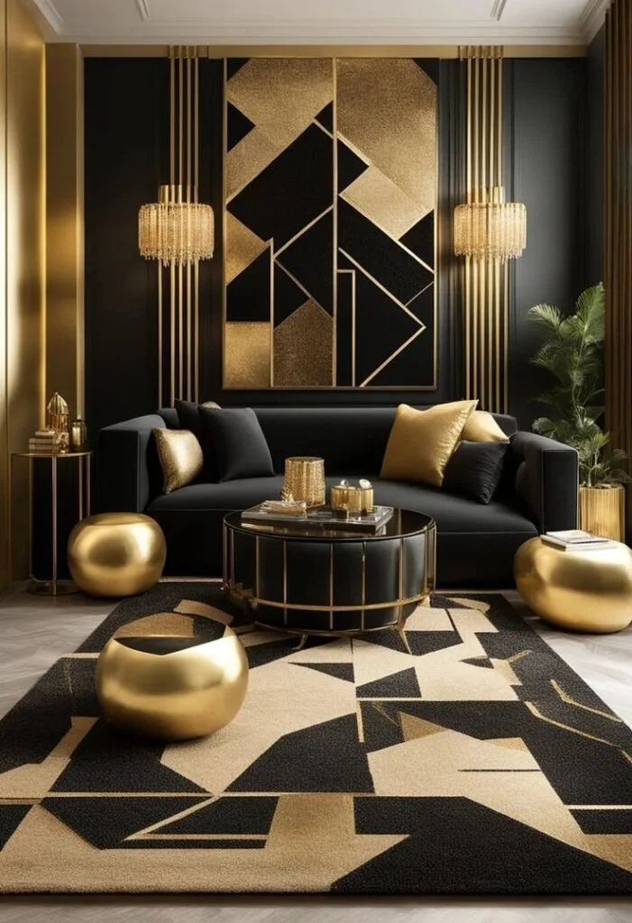 Dramatic Black and Gold Color Palettes Modern Art Deco Revival Ideas for a Show-Stopping Home Glow-Up