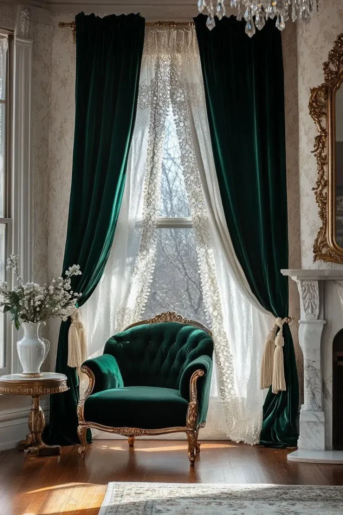 Dramatic Curtains That Add Height and Elegance Modern Art Deco Revival Ideas for a Show-Stopping Home Glow-Up