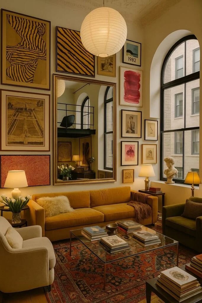 Gallery Wall with a Luxe Twist Luxury Small Apartment Design Ideas