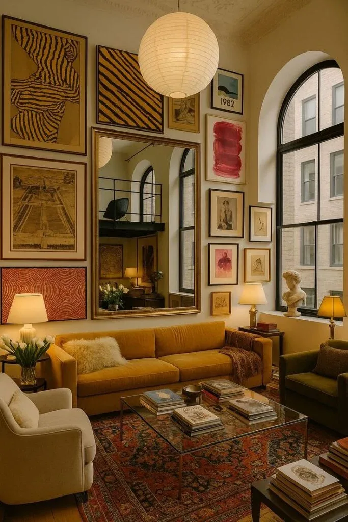 Gallery Wall with a Luxe Twist Luxury Small Apartment Design Ideas