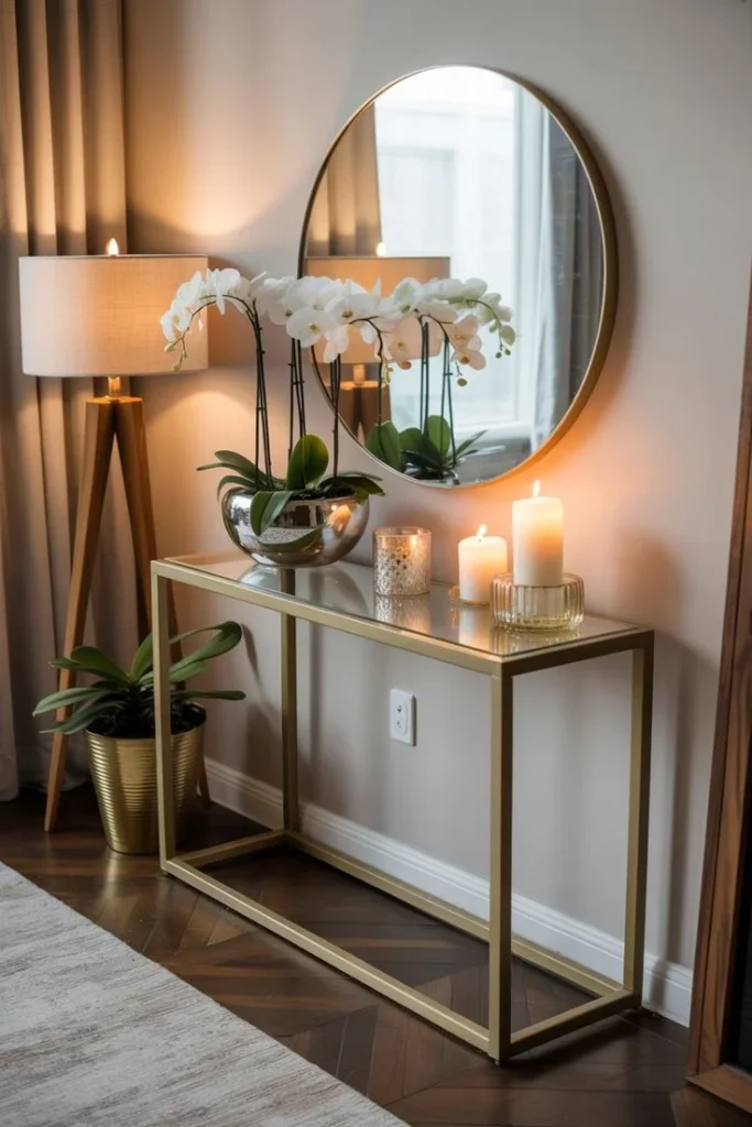 Glass or Metal Console with Minimal Design