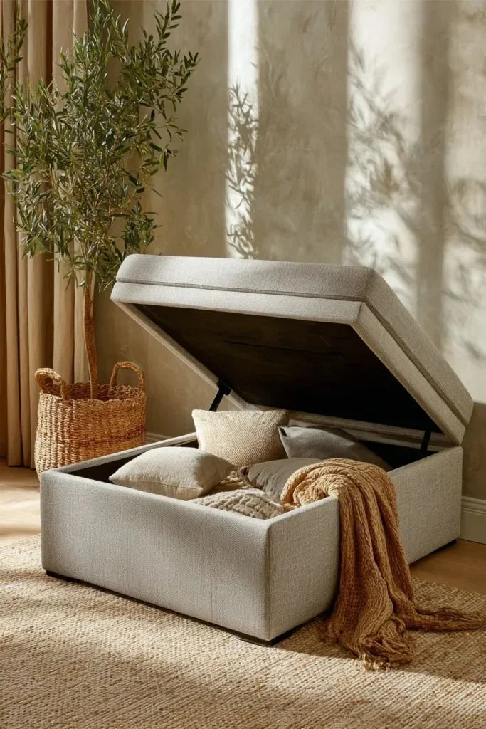 Hidden Storage Ottomans Affordable Minimalist Studio Apartment Ideas 2026