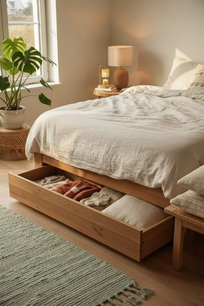 Hidden Under-Bed Storage System Affordable Minimalist Studio Apartment Ideas 2026