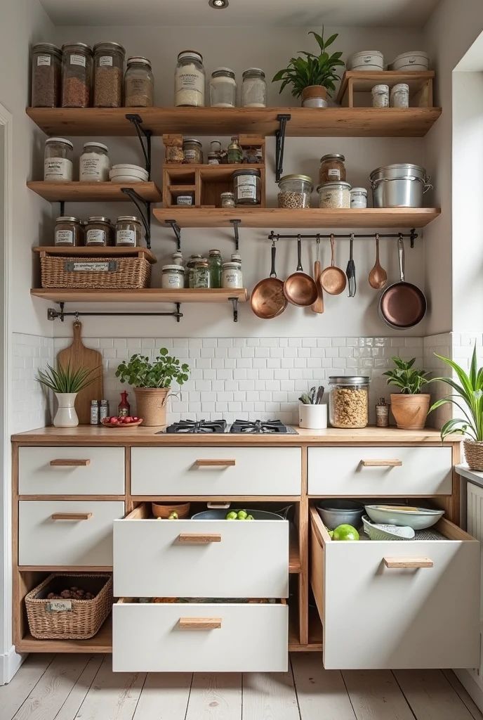 Install Open Shelving Instead of Upper Cabinets