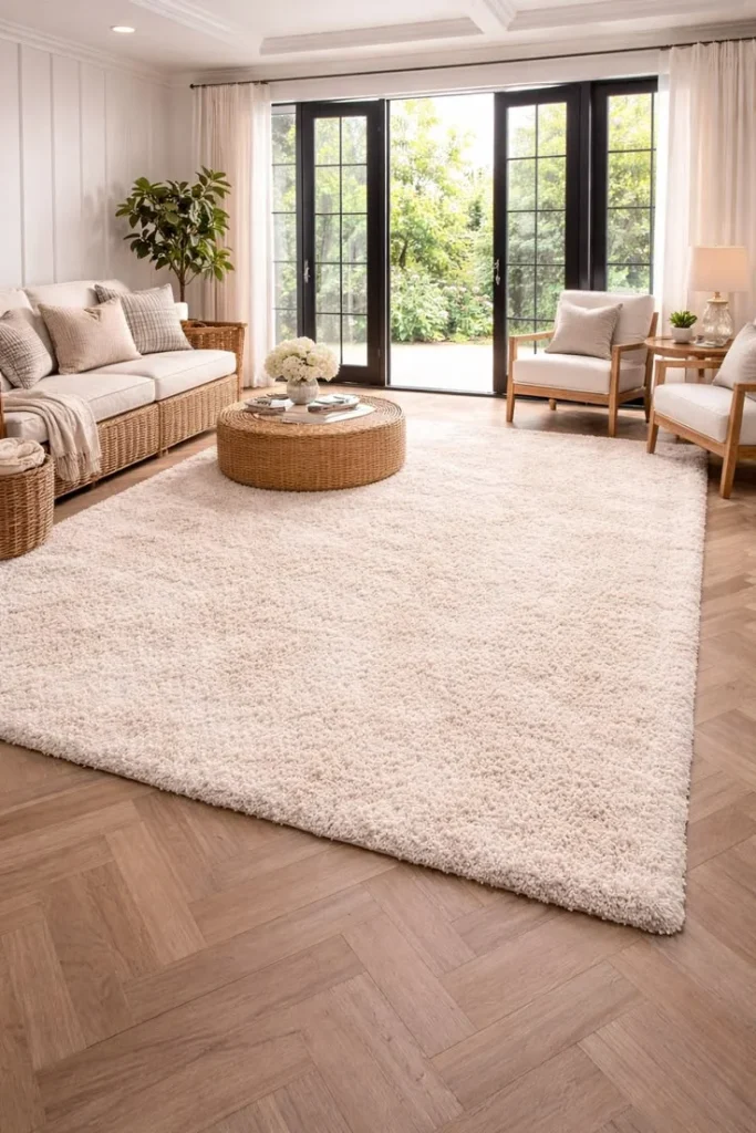 Ivory Plush Shag Rugs for Soft Expansion