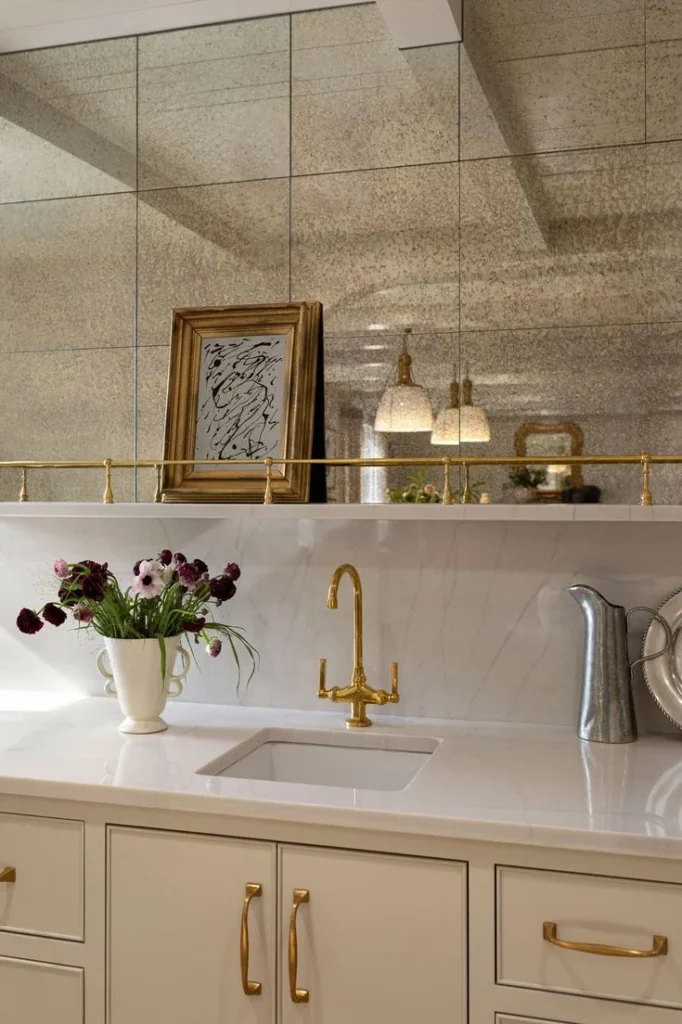 Large Decorative Mirror to Expand Small Kitchens