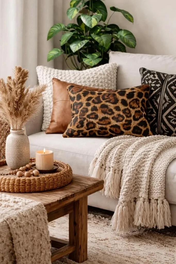 Luxe Throw Pillows in Layered Textures and Patterns