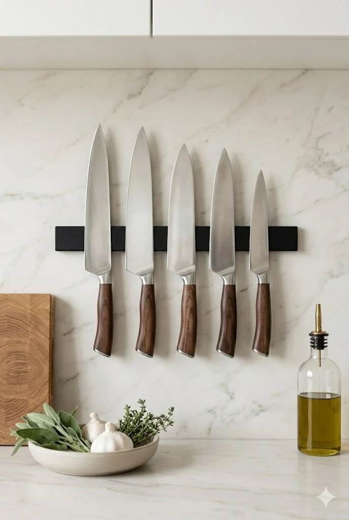 Magnetic Knife Strips to Clear Countertops