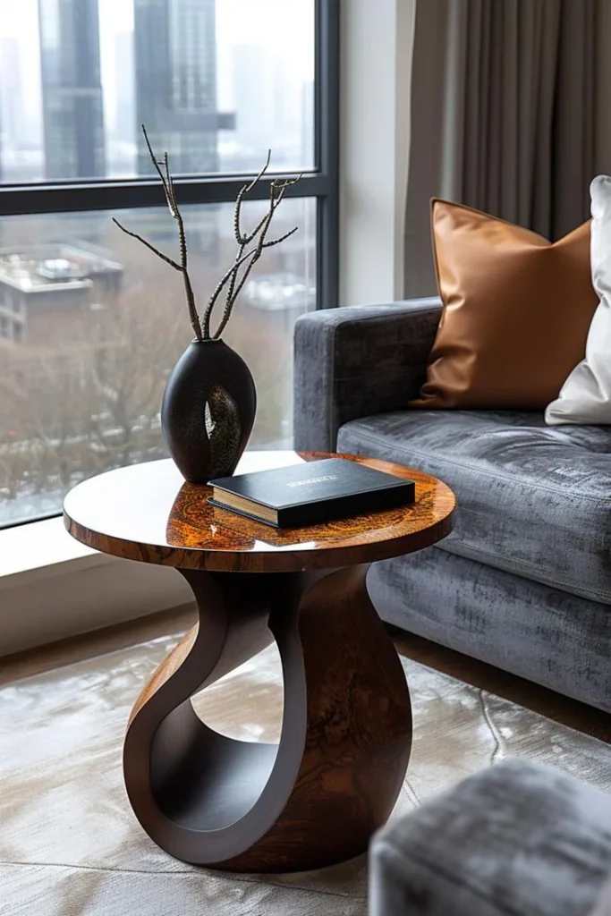 Minimalist Side Tables with Sculptural Bases