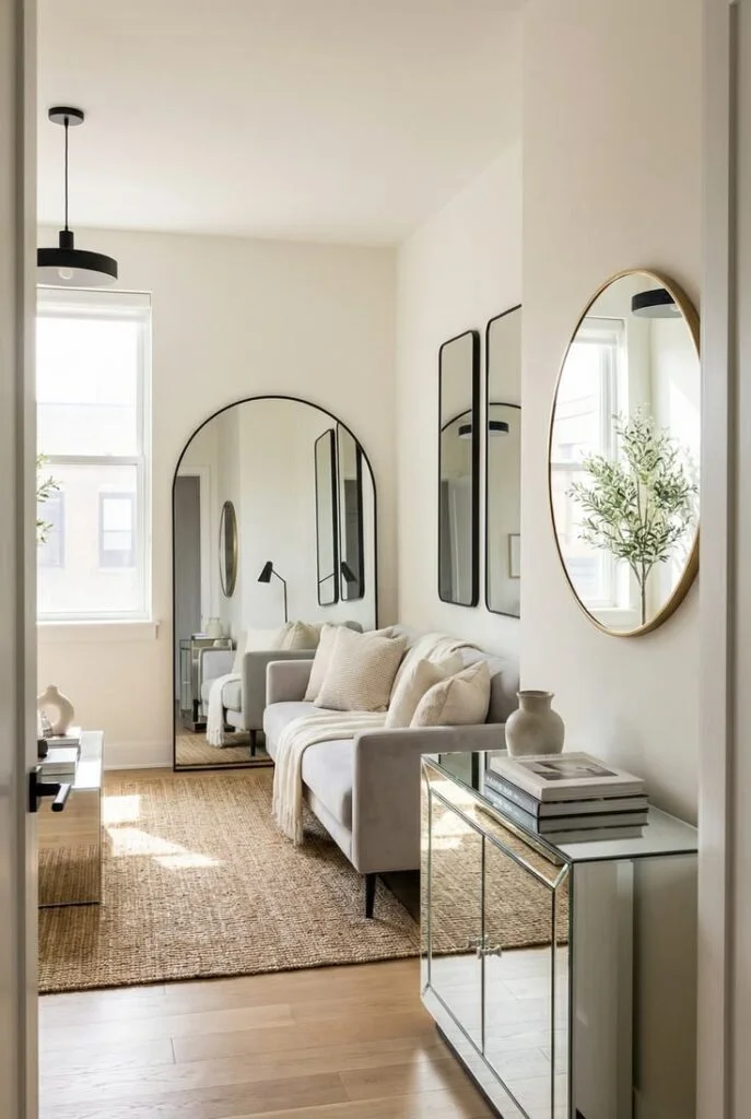 Mirror Walls for Visual Expansion Affordable Minimalist Studio Apartment Ideas 2026