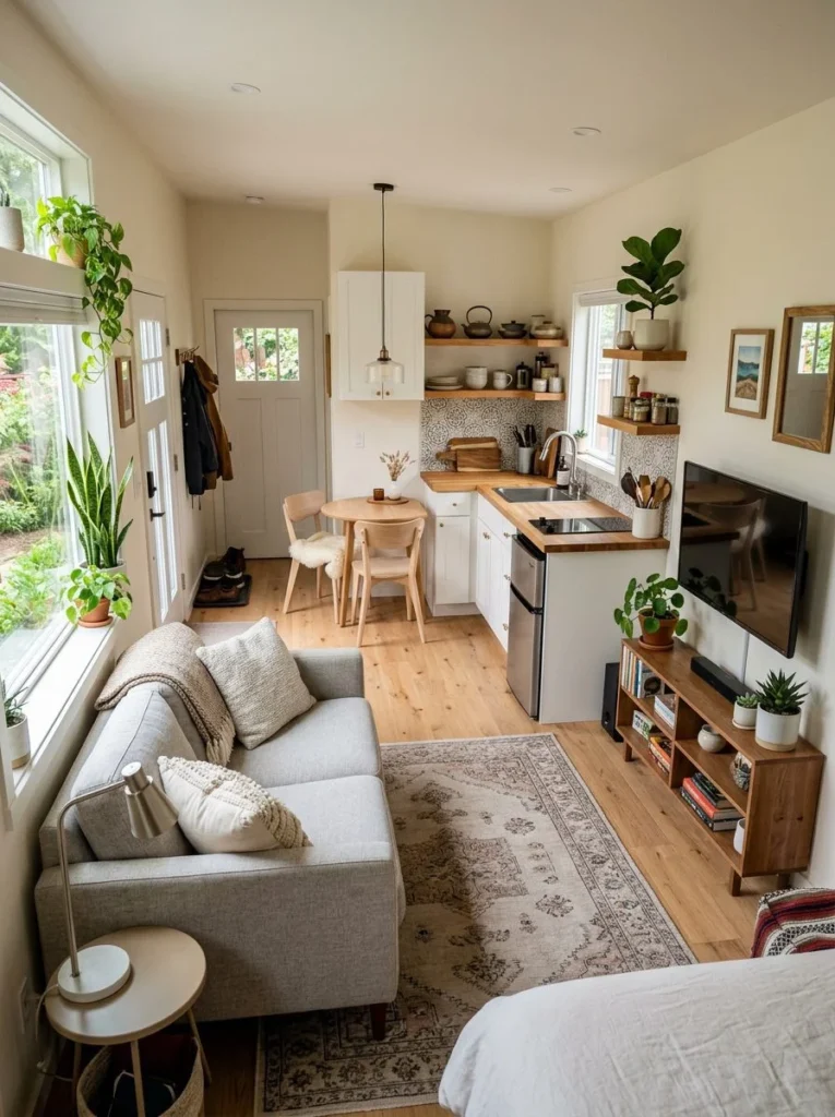 Open Concept Flow With Adjacent Spaces tiny living room idea