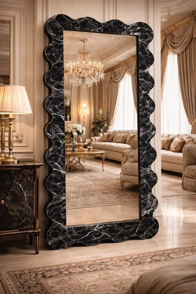 Oversized Mirrors with Glamorous Frames Modern Art Deco Revival Ideas for a Show-Stopping Home Glow-Up