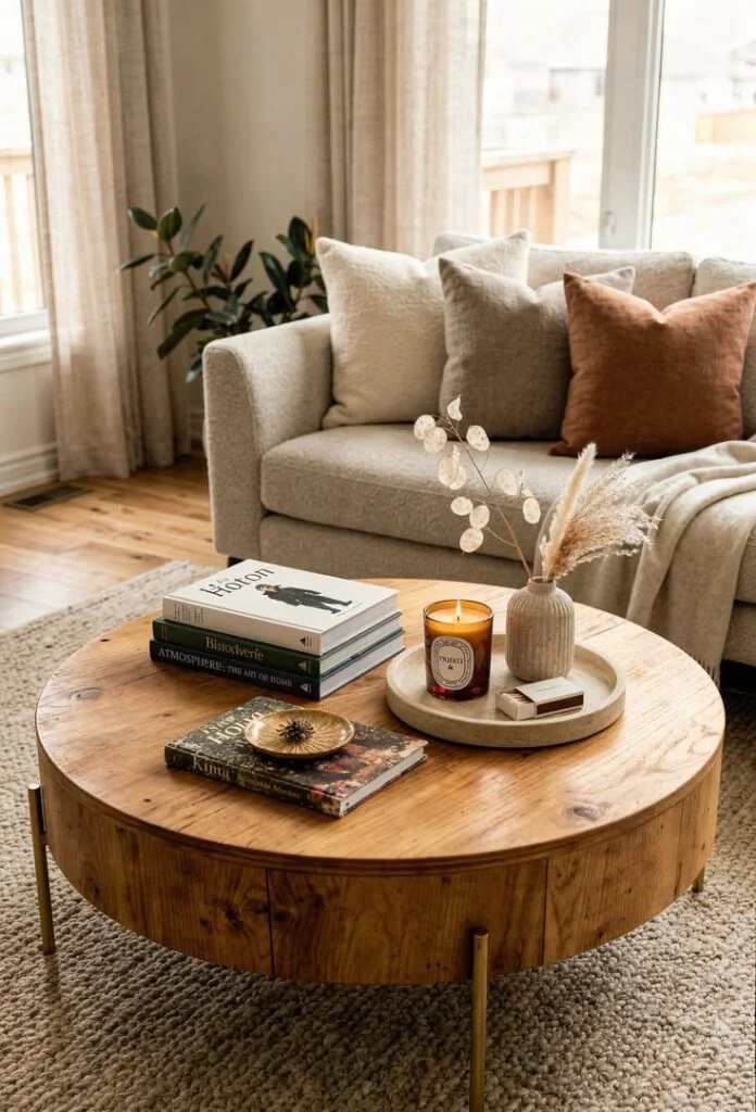 Simple Wooden Coffee Table Centerpiece