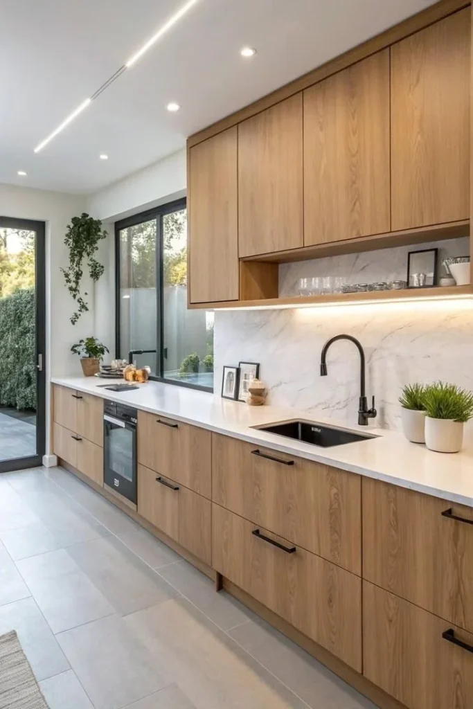 Sleek Handleless Kitchen Cabinets