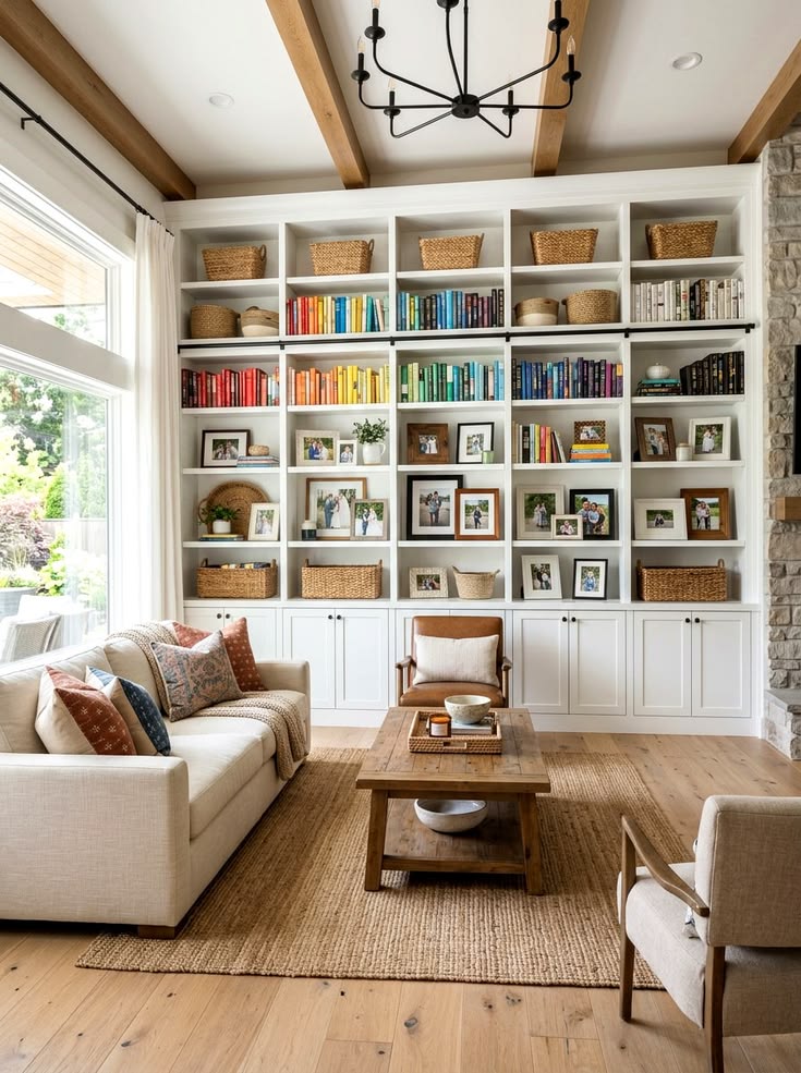 Statement Bookshelves with Built-In Styling