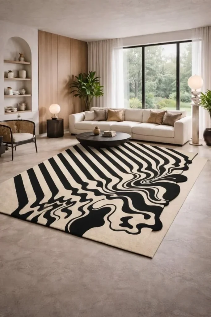 Striped Rugs for Visual Lengthening Effect