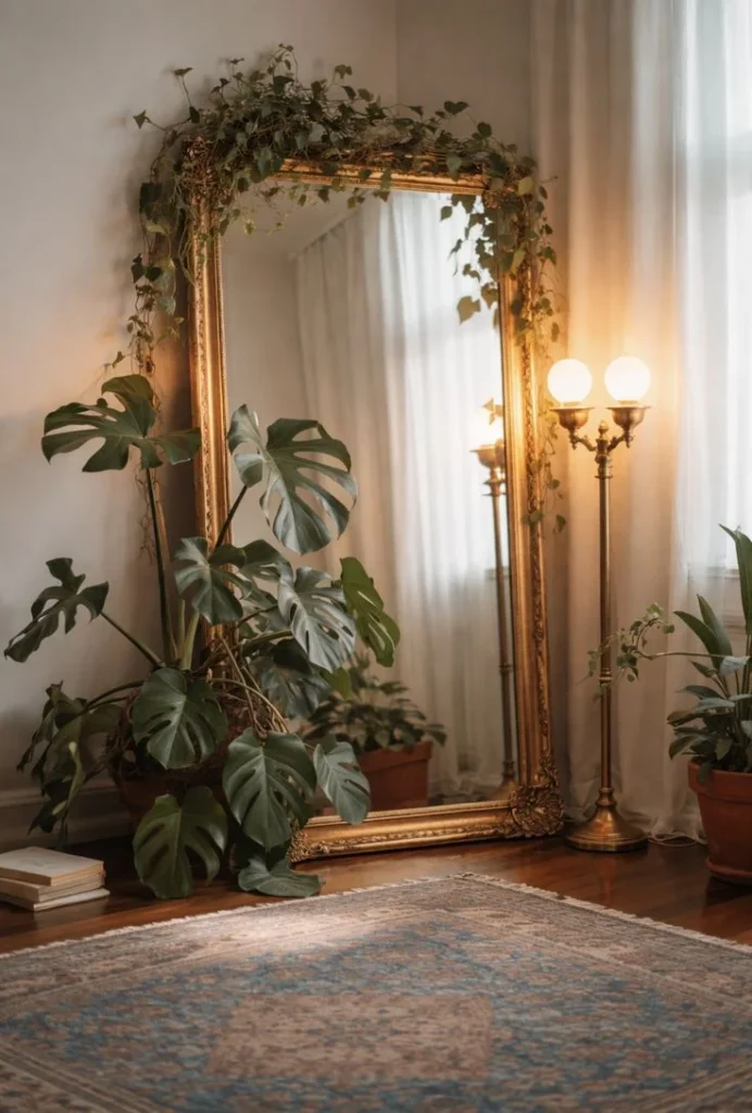 Use Floor-Length Mirrors Behind Furniture