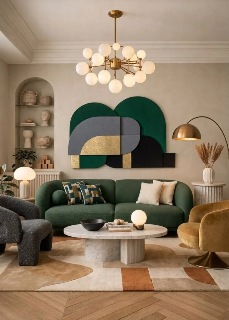 Velvet Statement Sofas That Anchor the Room Modern Art Deco Revival Ideas for a Show-Stopping Home Glow-Up