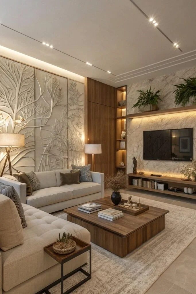 Warm Neutral Walls with Architectural Texture