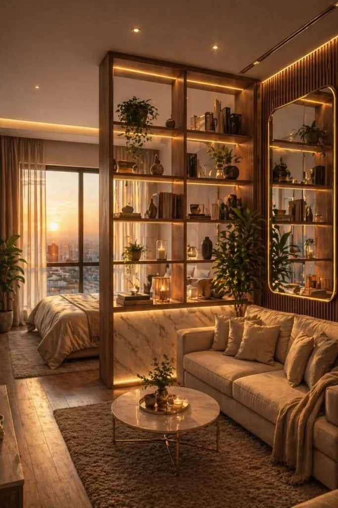 Wood + Metal Mix for Depth Luxury Small Apartment Design Ideas