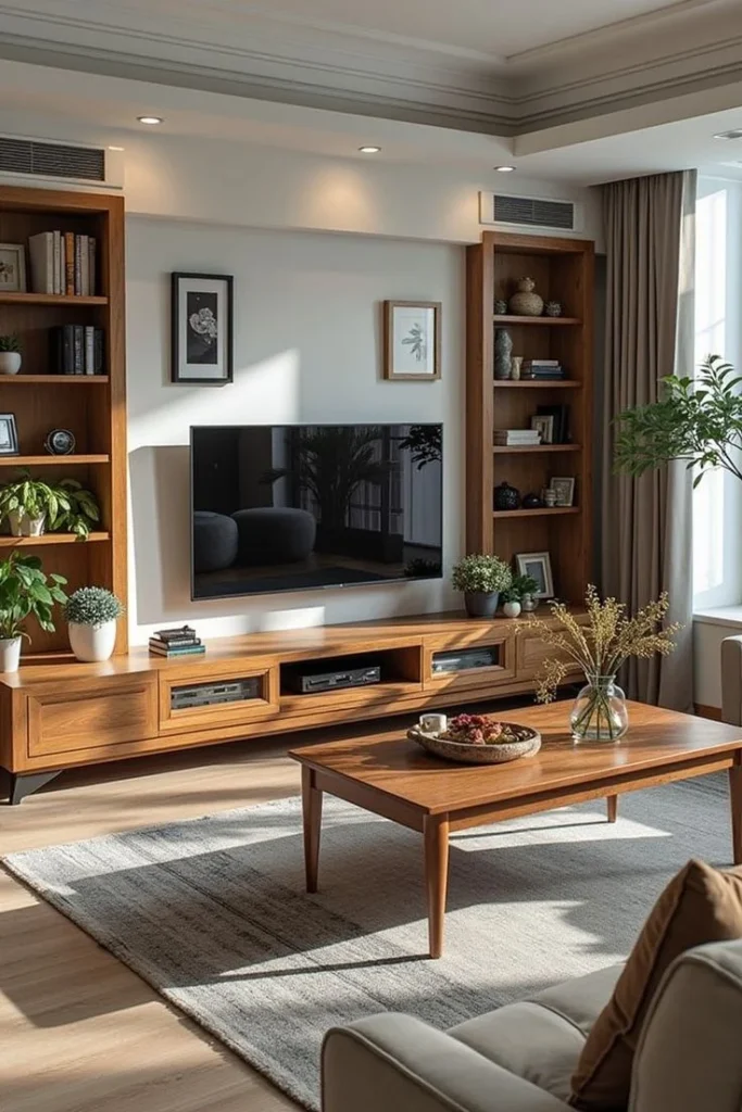 Wooden Media Cabinets with Hidden Storage