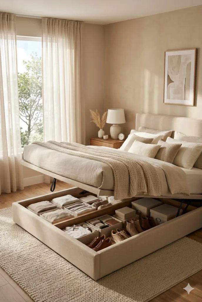Add Under Bed Storage for Hidden Organization Small Bedroom Decor Ideas That Maximize Space Beautifully