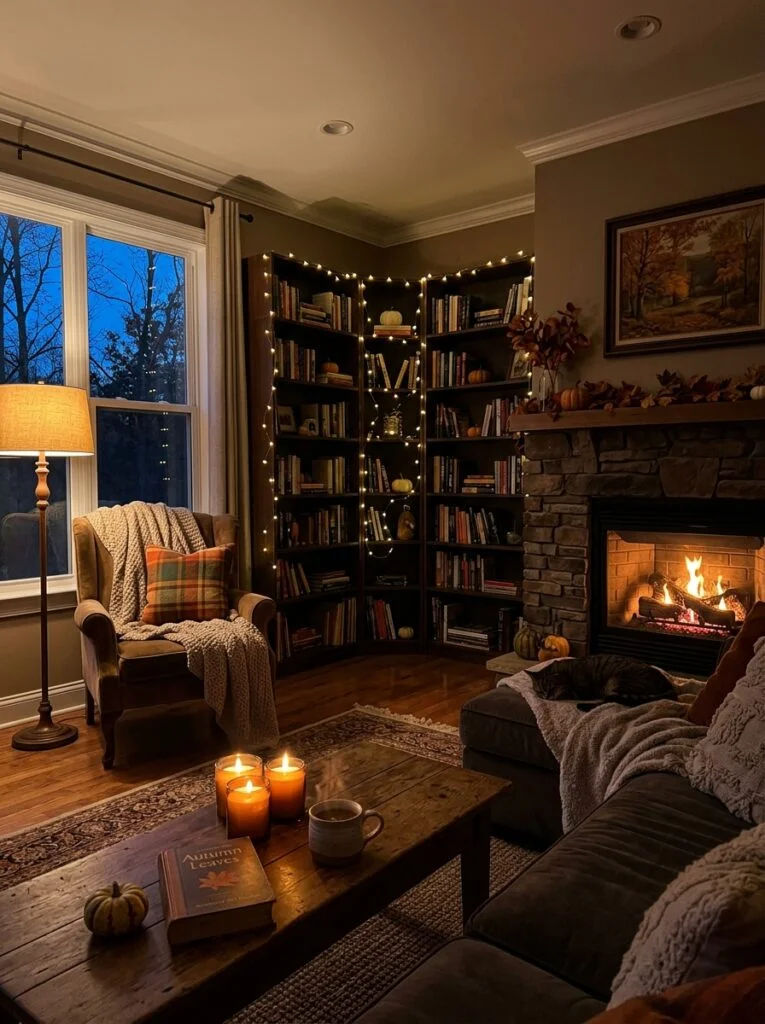 Add Warm Ambient Lighting Cozy fall living room