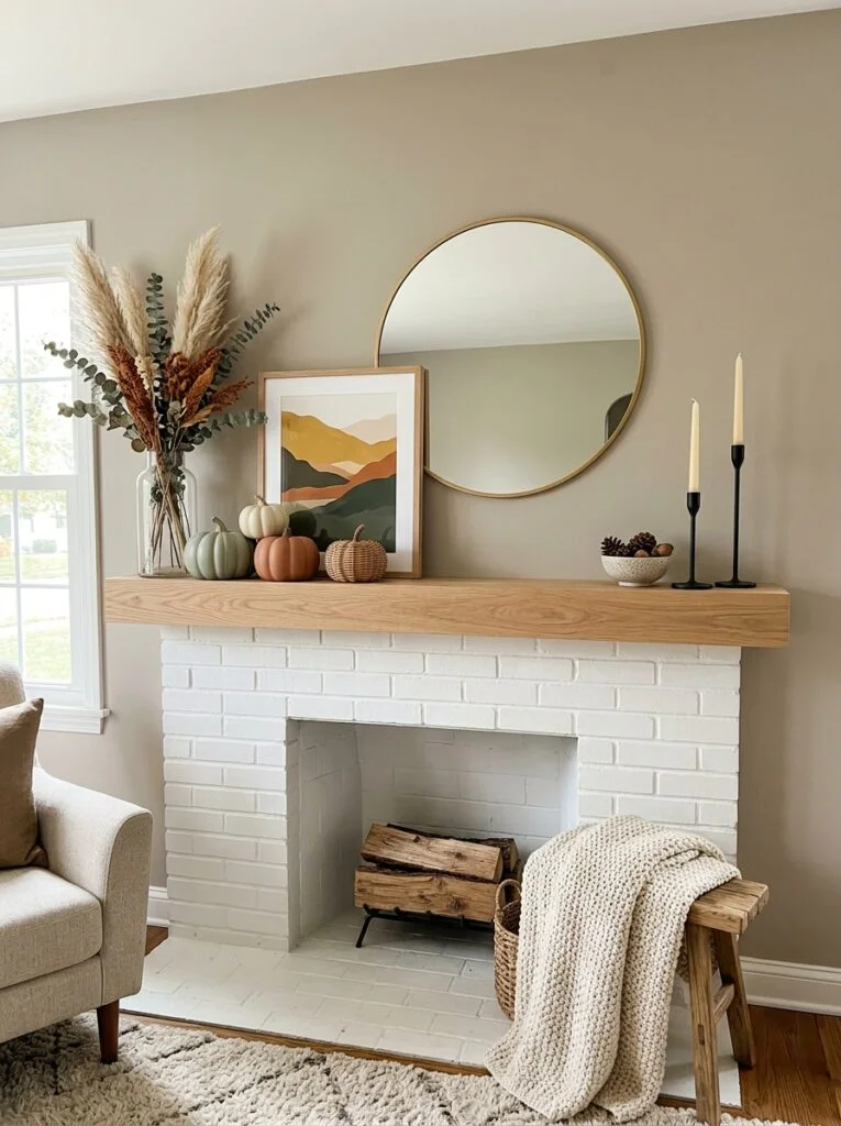 Asymmetrical Modern Mantel Arrangement Modern Fall Mantel Decor Ideas for a Cozy Home