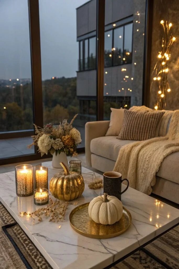 Black and Cream Fall Mantel Styling