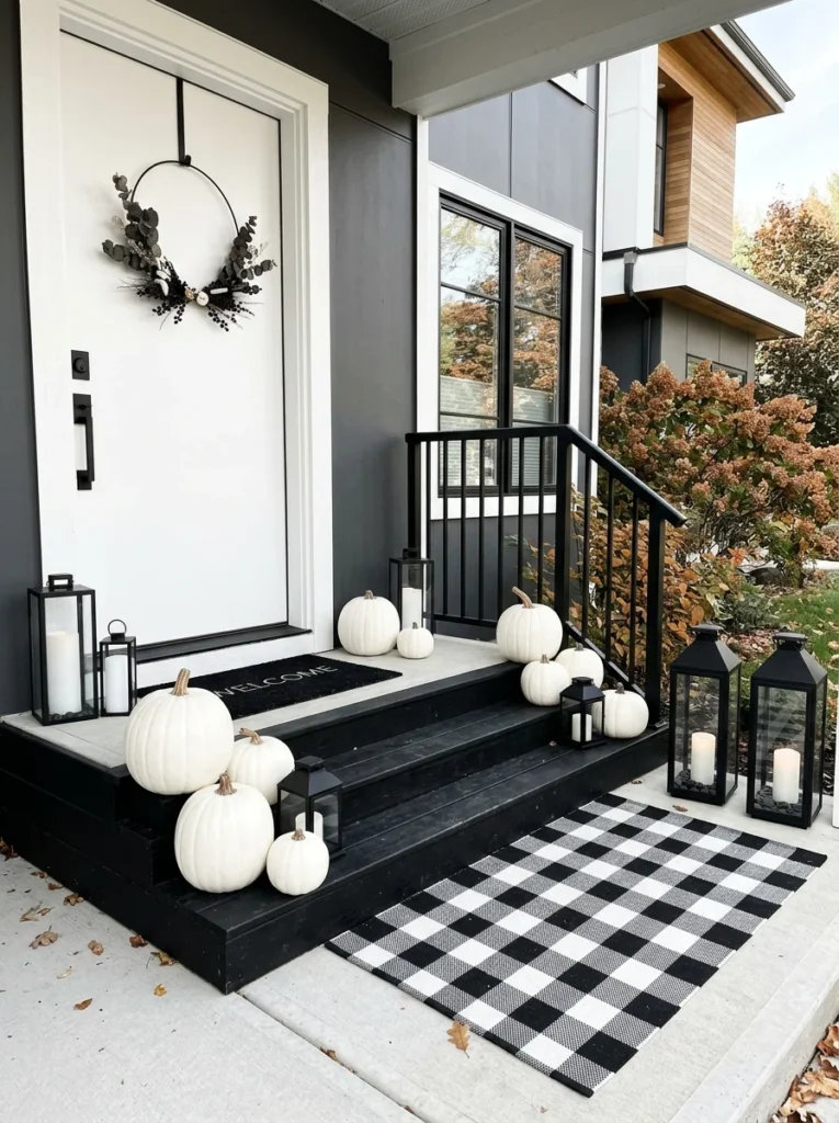 Black and White Modern Fall Porch Beautiful Fall Front Porch Decor Ideas