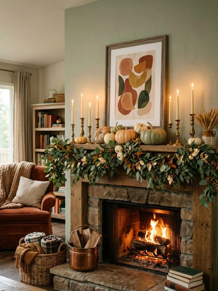 Create a Seasonal Mantel Display Cozy Fall Living Room