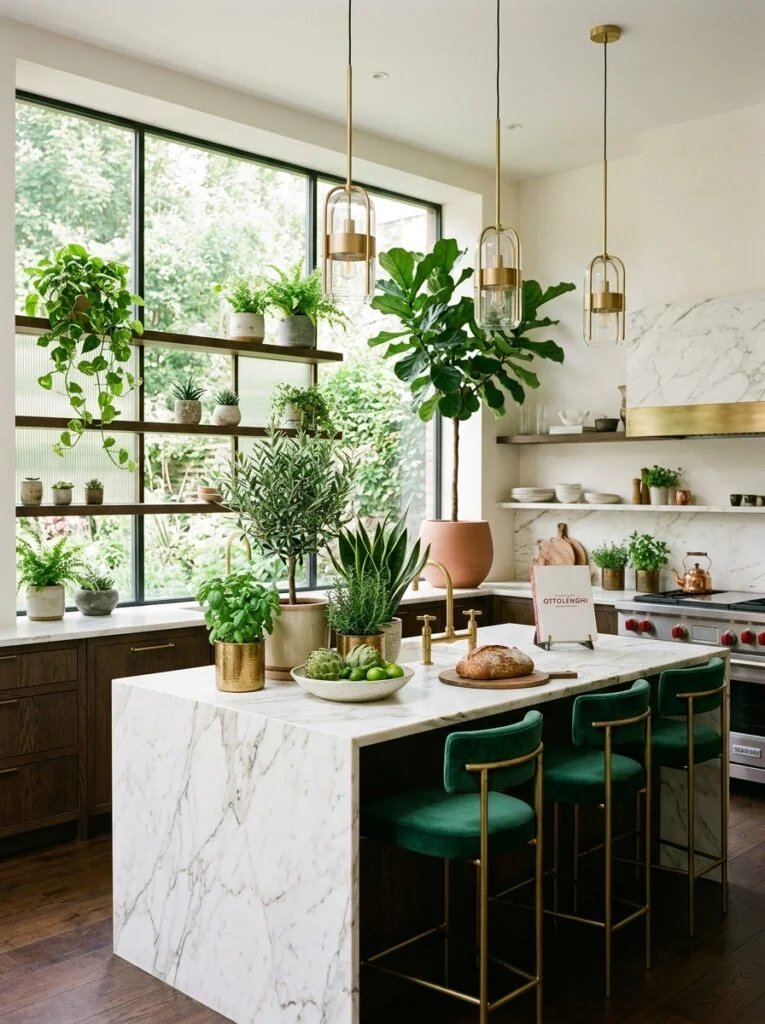 Natural Greenery That Adds Life and Freshness Luxuary Kitchen decor Ideas That Look Expensive