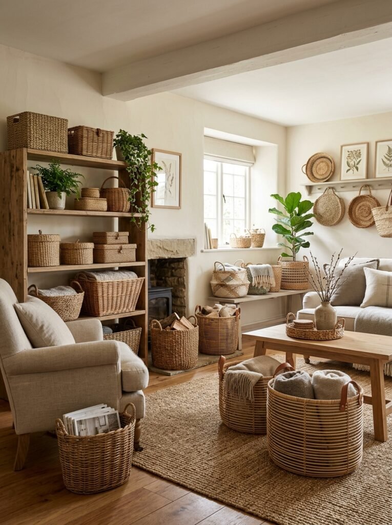 Incorporate Woven Baskets Throughout the Room