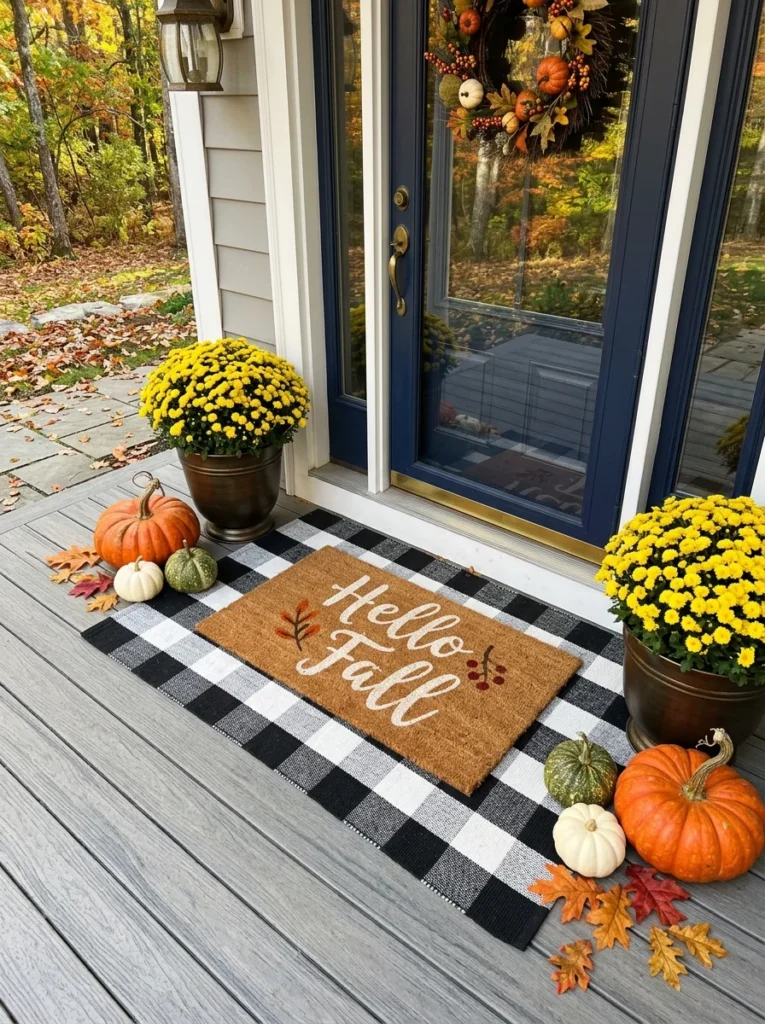 Layered Doormat Styling Beautiful Fall Front Porch Decor Ideas