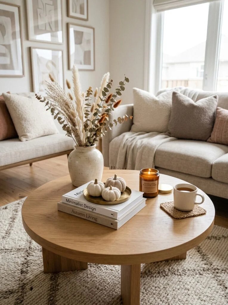 Minimal Coffee Table Styling Neutral Fall Decor Ideas for a Sophisticated Look need real time image of home decor 