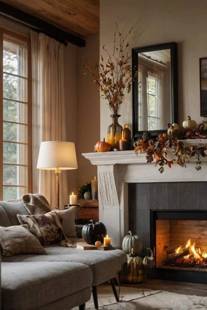 Moody Autumn Mantel With Deep Earth Tones Modern Fall Mantel Decor Ideas for a Cozy Home