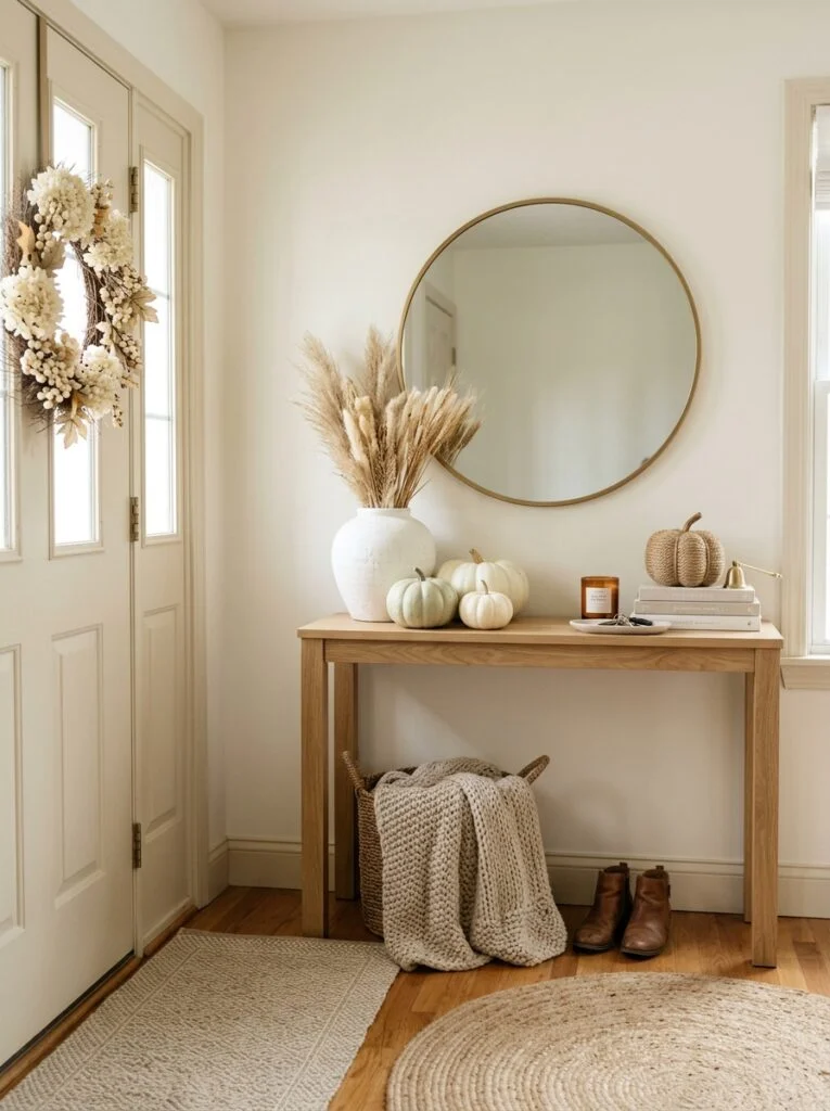 Neutral Entryway Styling Neutral Fall Decor Ideas