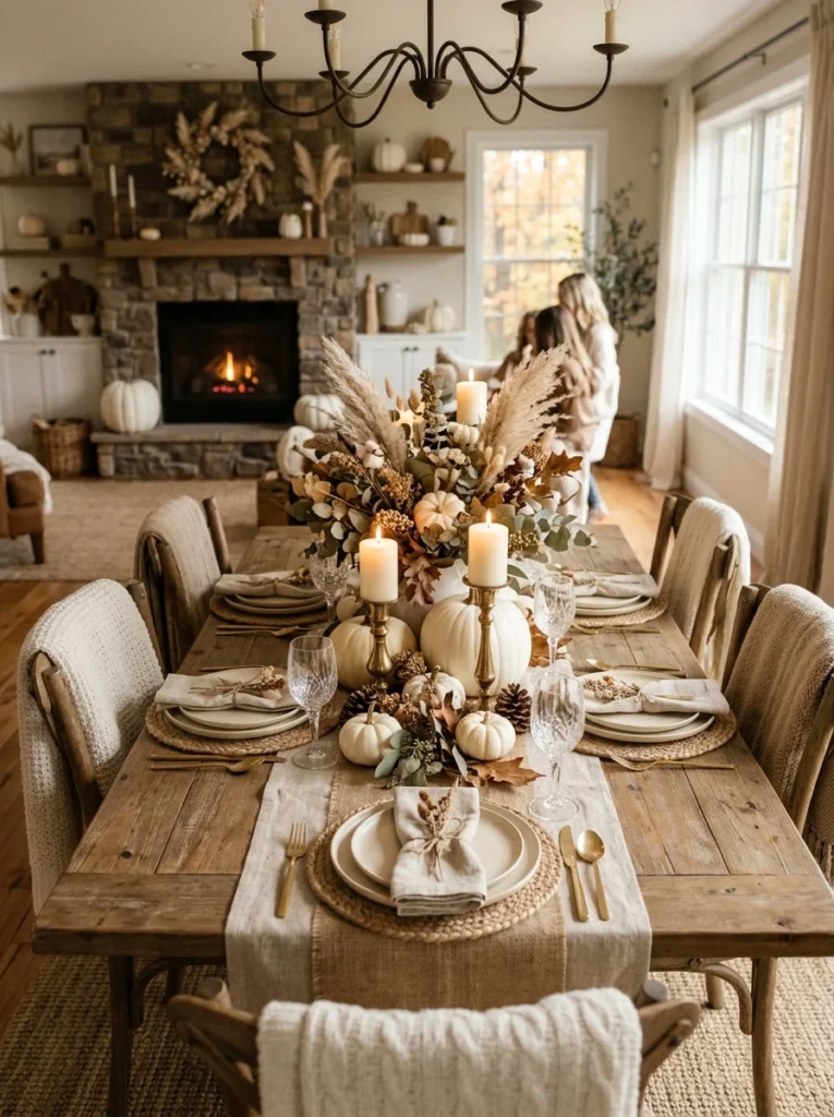 Neutral Fall Table Centerpiece Neutral Fall Decor Ideas
