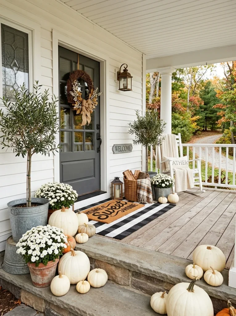 Neutral Farmhouse Fall Porch Beautiful Fall Front Porch Decor Ideas 