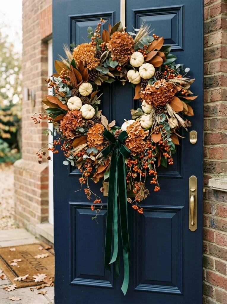Oversized Fall Wreath Statement Beautiful Fall Front Porch Decor Ideas