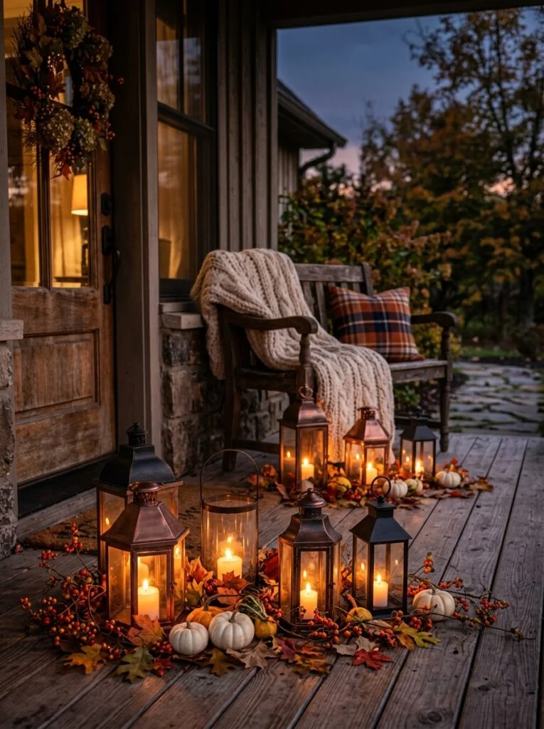 Rustic Lantern Glow Beautiful Fall Front Porch Decor Ideas