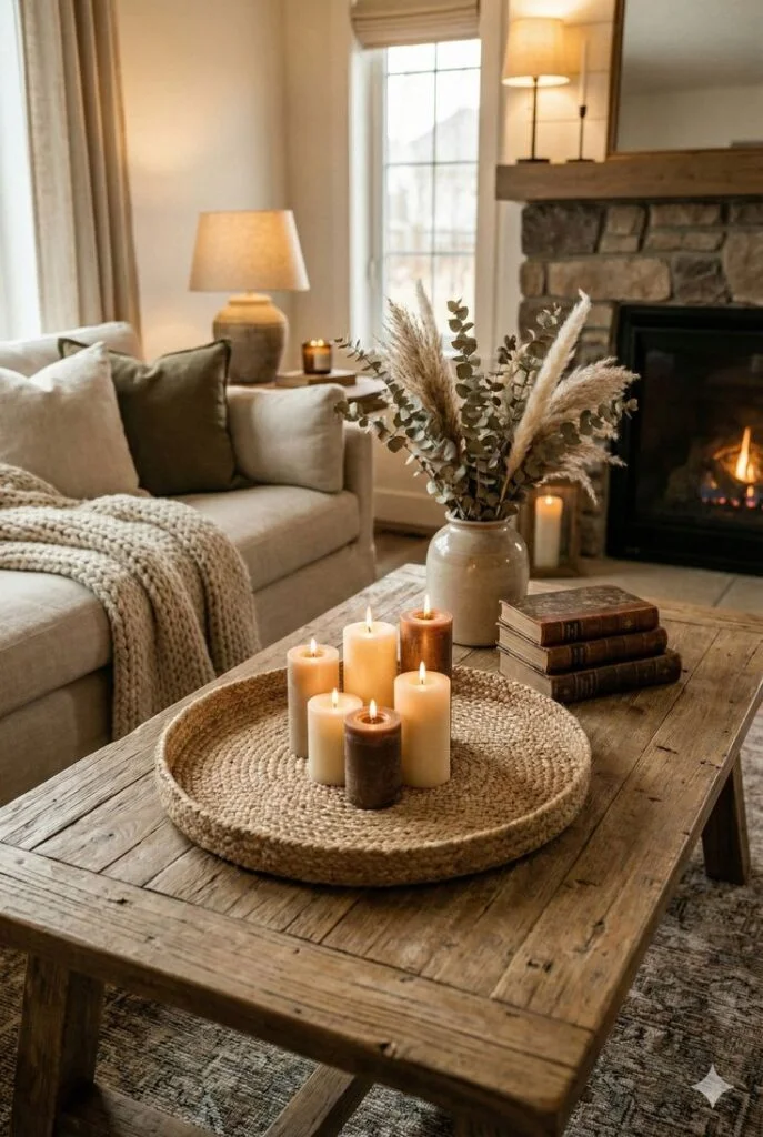 Rustic Wooden Tray Centerpieces