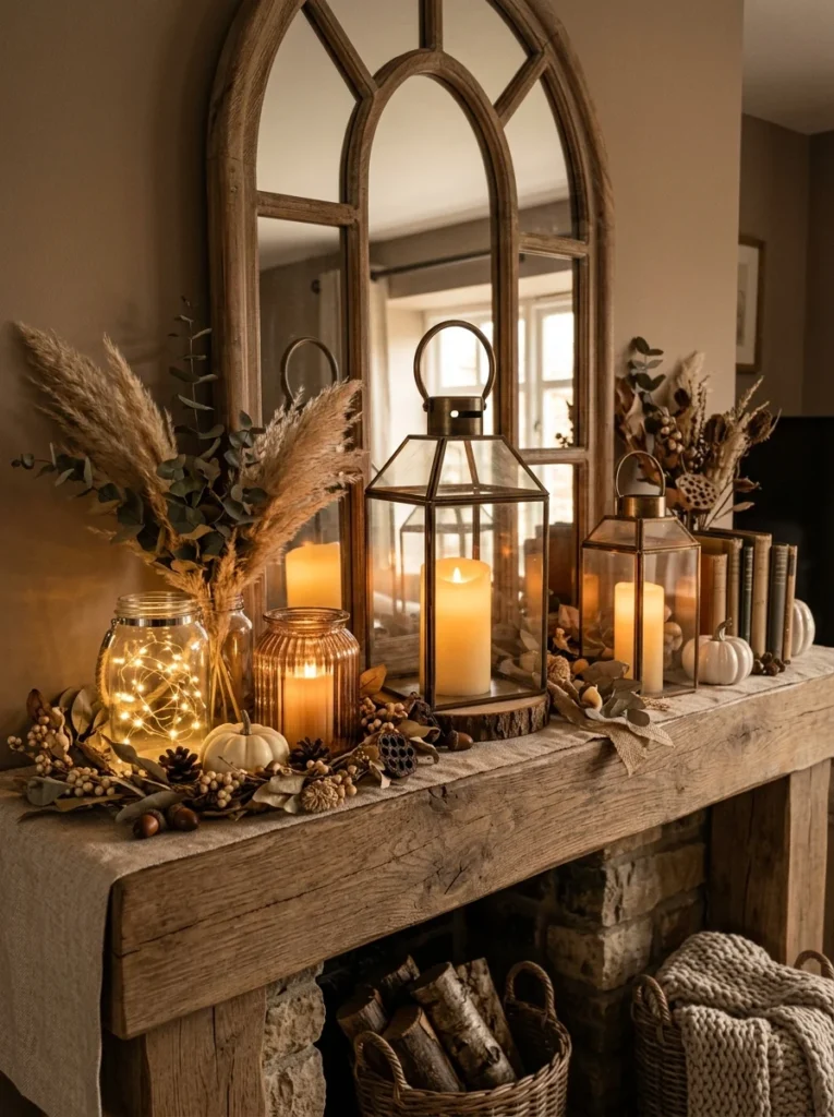 Soft Glow Glass Lanterns Neutral Fall Decor Ideas