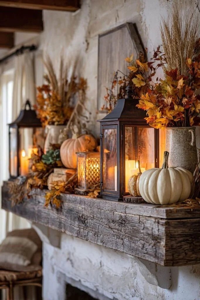 Stacked Vintage Books and Seasonal Styling Modern Fall Mantel Decor Ideas for a Cozy Home