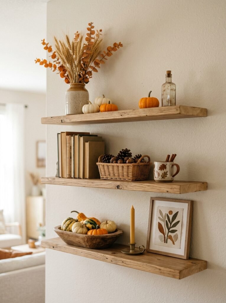 Style Open Shelves with Seasonal Decor